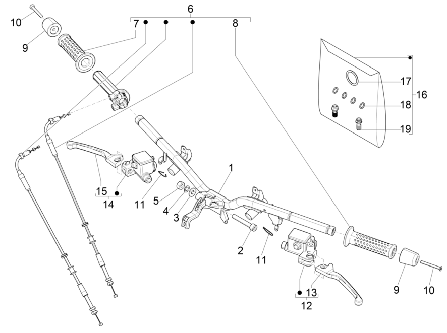 Handlebar Wheel - Vespa GTS 125 4T E5 ABS 2021 (EMEA) Brake Pumps