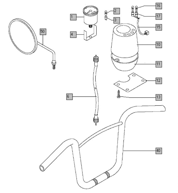 Stuur - teller - spiegel Tomos FLEXER XL (45KMH) (K8-L0)