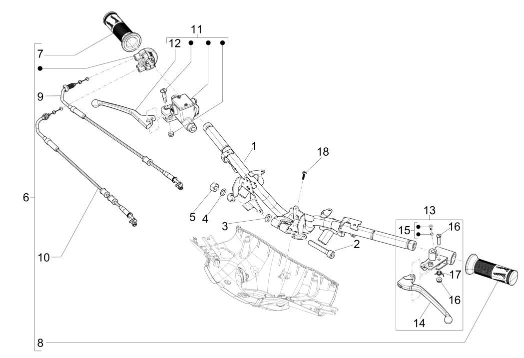 Handlebar Brake Pumps Vespa Sprint 125 4T 3V IE ABS