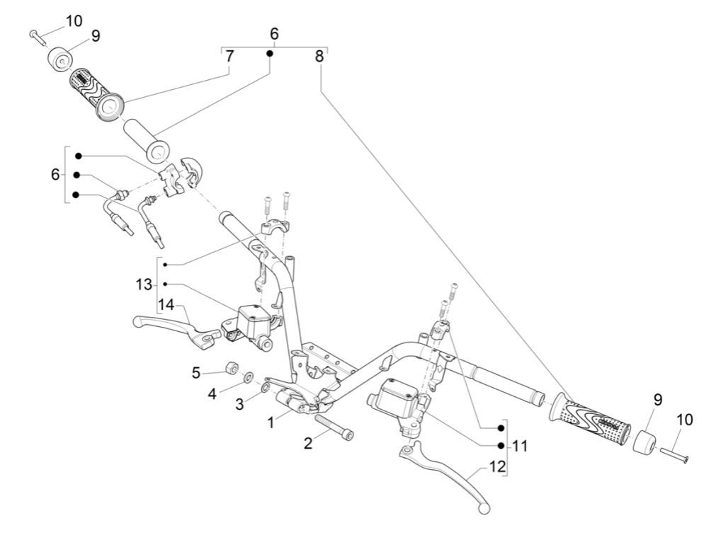 Handlebar Wheel - Brake Pumps Piaggio MP3 300 HPE/300 HPE SPORT E5 ABS 2020-2022 (EMEA)