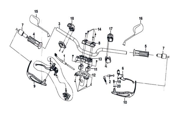 Stuurbocht - remhevels - kabels Sym Crox 50 E4 BLUE/GRAY (BU-300S/GY-7450U)