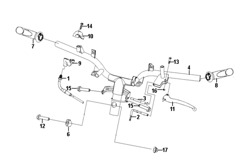 Handlebar Brake lever cables Sym Fiddle II (BK-7C) iron grey