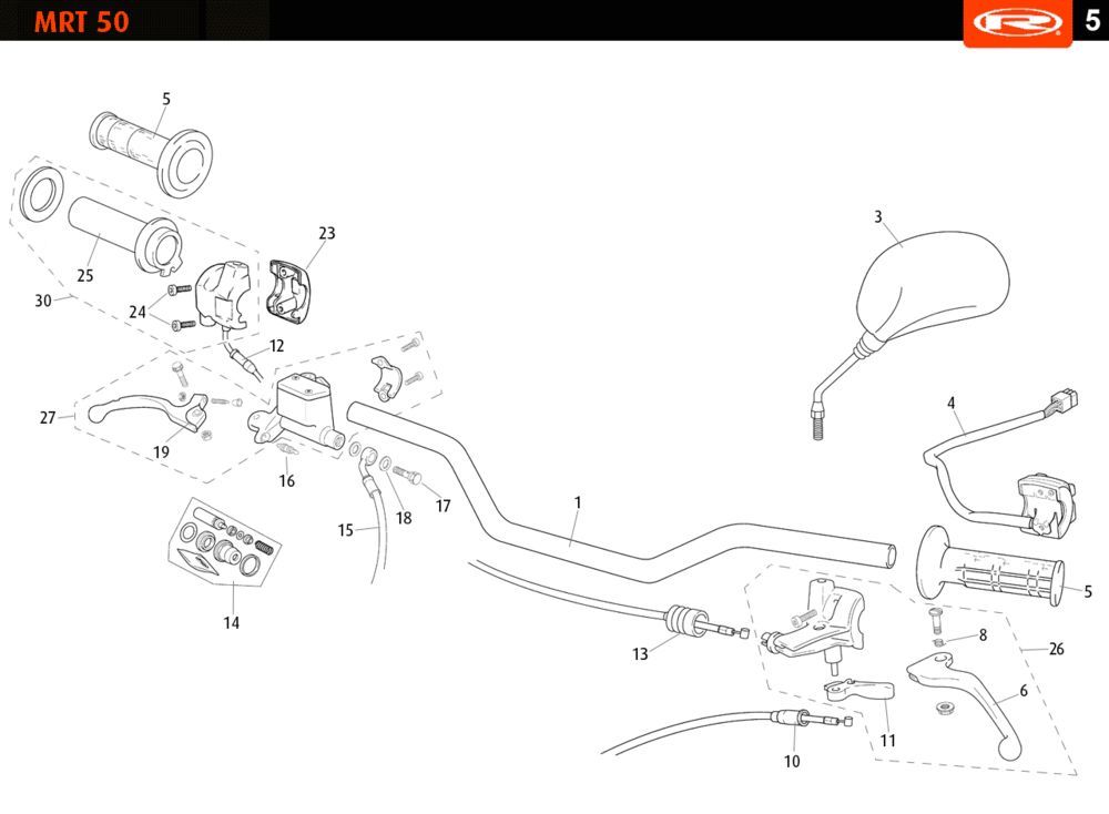 Handlebar parts- Mirrors Rieju MRT enduro white 2010 2-Stroke