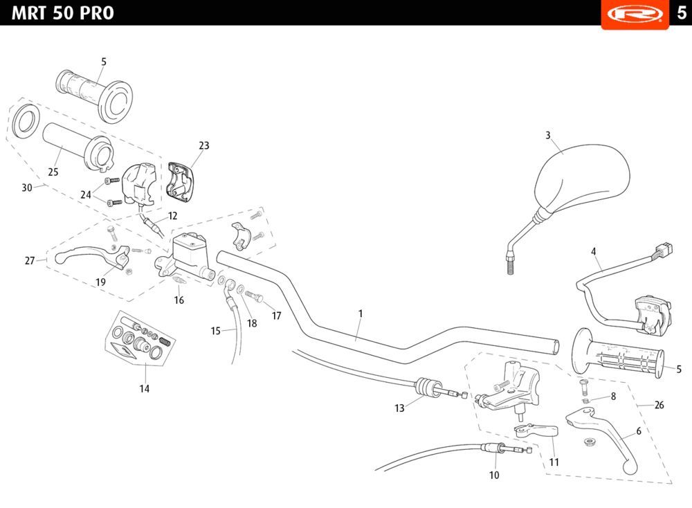 Handlebar parts- Mirrors Rieju MRT pro SM white 2010 2-stroke