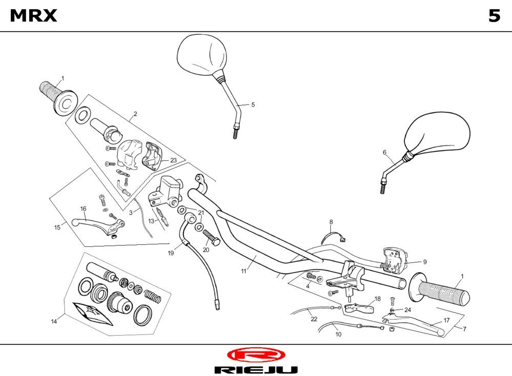 Handlebar parts- Mirrors Rieju MRX blue 2004 2-Stroke
