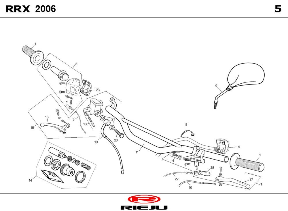 Handlebar parts- Mirrors Rieju RRX orange 2008 2-Stroke