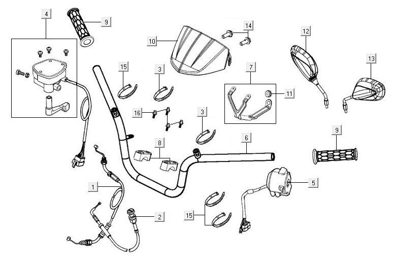 Handlebar - Handlebar parts Kymco MXU 50 2T AC