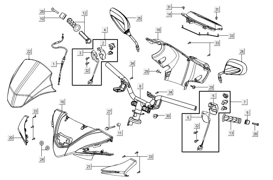 steering parts AGILITY 16+ 4T 125 Matte Metallic Silver