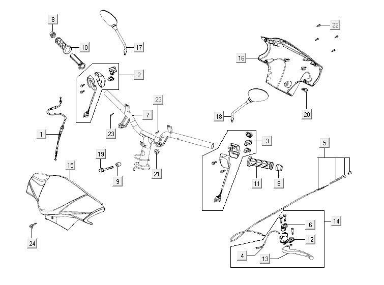 steering parts Kymco Agility 12 4-stroke 125 blue