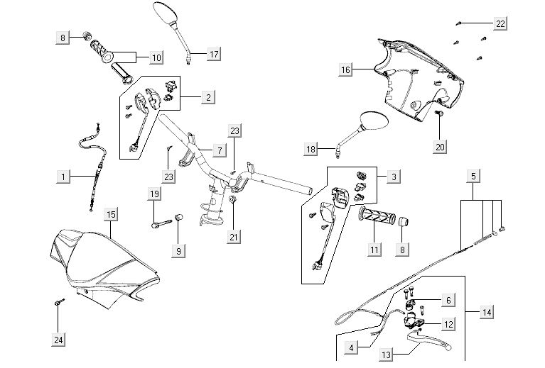 Handlebar parts Kymco Agility 12' 4-stroke black