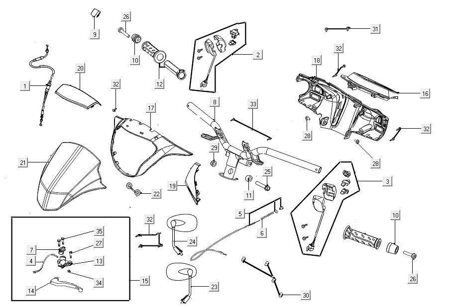 Handlebar parts Kymco Agility 16'+ 4-stroke injection euro4 black