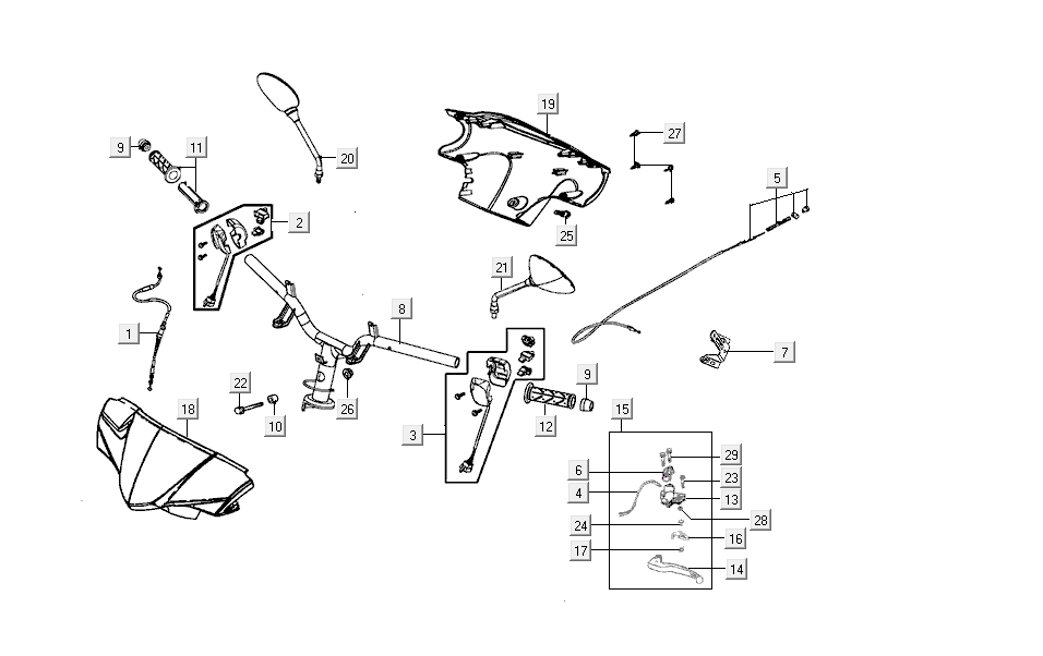 Handlebar parts Kymco Agility Delivery 4-stroke euro4 black