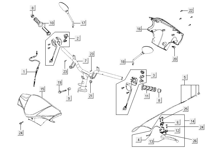 Handlebar - Handlebar parts Kymco Agility Fat 12