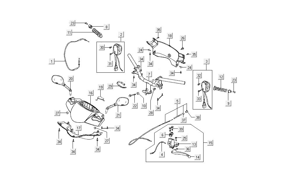 Handlebar parts Kymco B&W LC 2-stroke silver