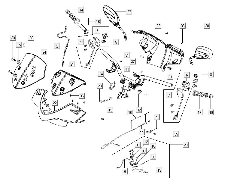 Handlebar parts Kymco City 16' 4-stroke dark grey