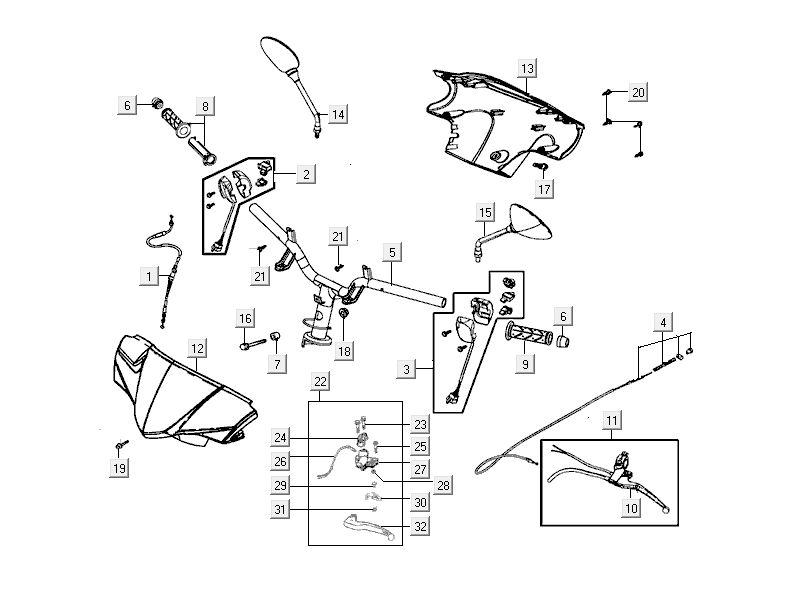 Handlebar - Handlebar parts Kymco Delivery 50 4T AC white