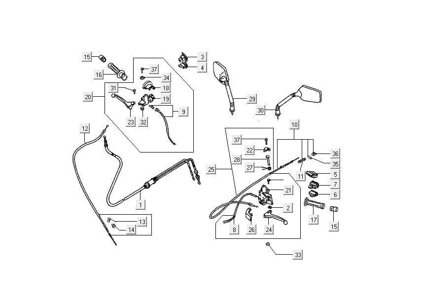 Handlebar parts Kymco DJ 2-stroke Silver