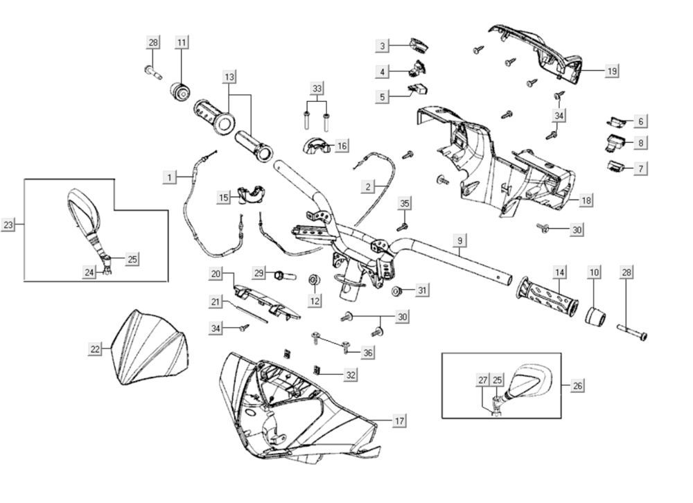 Handlebar parts Kymco Gti 300i