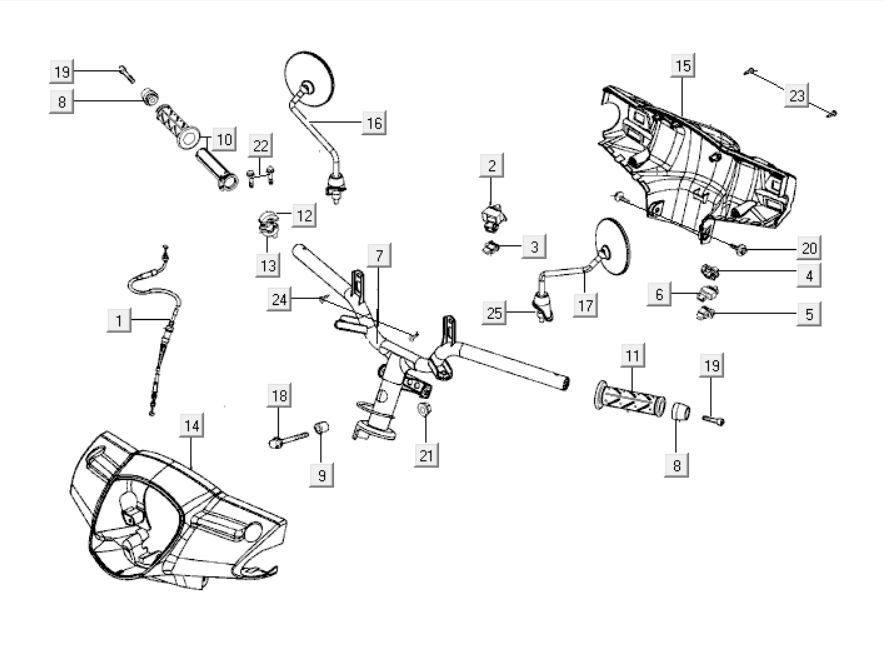 Handlebar - Handlebar parts Kymco Like 125 4T AC