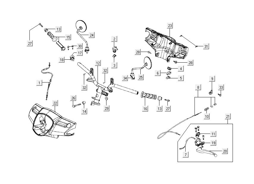 Handlebar - Handlebar parts Kymco Like 50 4T AC white
