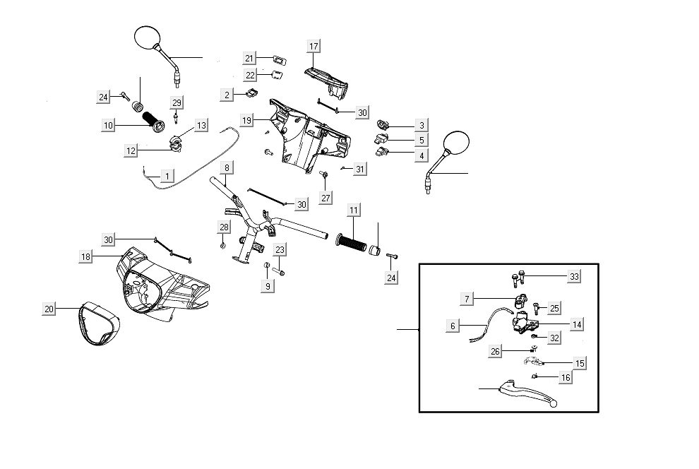 Handlebar wheel parts Kymco Like from 2018 matt black