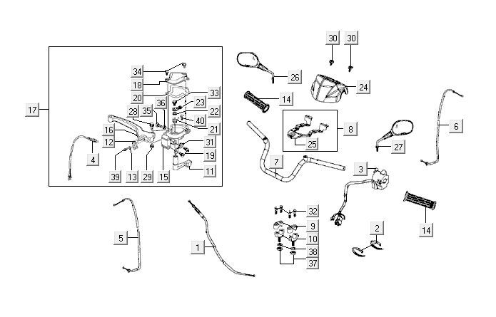 Handlebar parts Kymco MXU 50