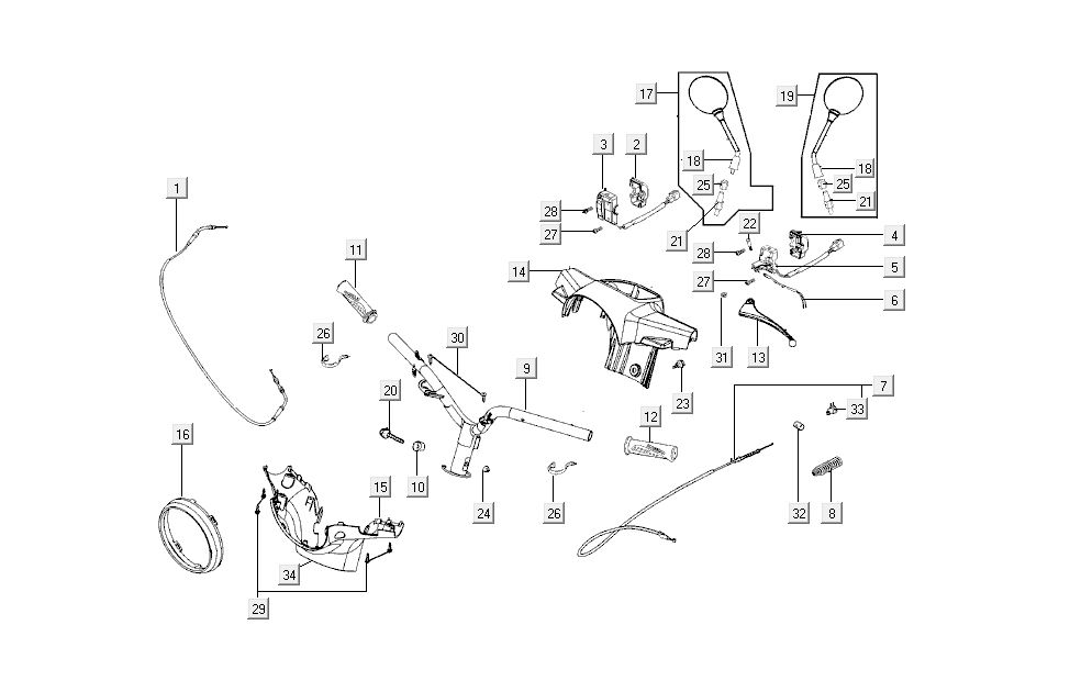 Handlebar parts Kymco New Sento 4-stroke 50i red