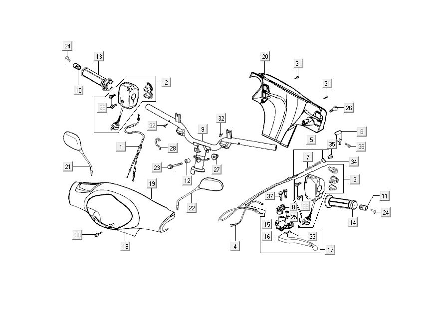 Handlebar parts Kymco People 2-stroke dark grey