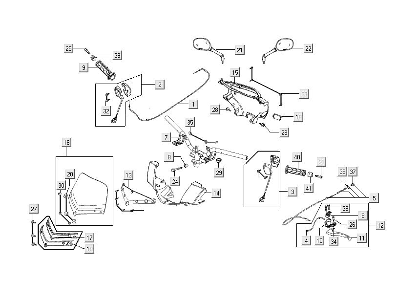 Handlebar - Handlebar parts Kymco People S 50 4T AC dark grey