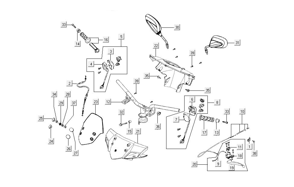steering parts Kymco Super8 4-stroke from 2009 white