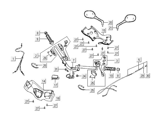 Handlebar parts Kymco Super9 2t lc om matt black-yellow