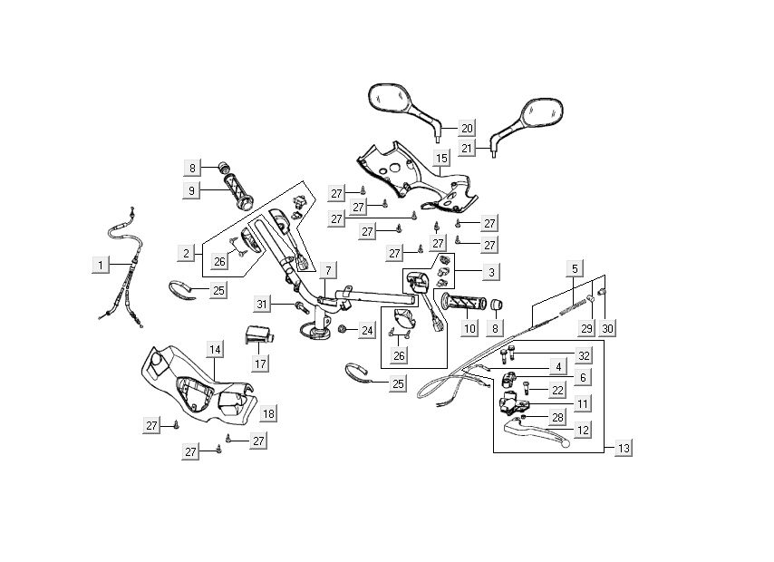 steering parts Kymco Super9 ac with 2-stroke matt black silver