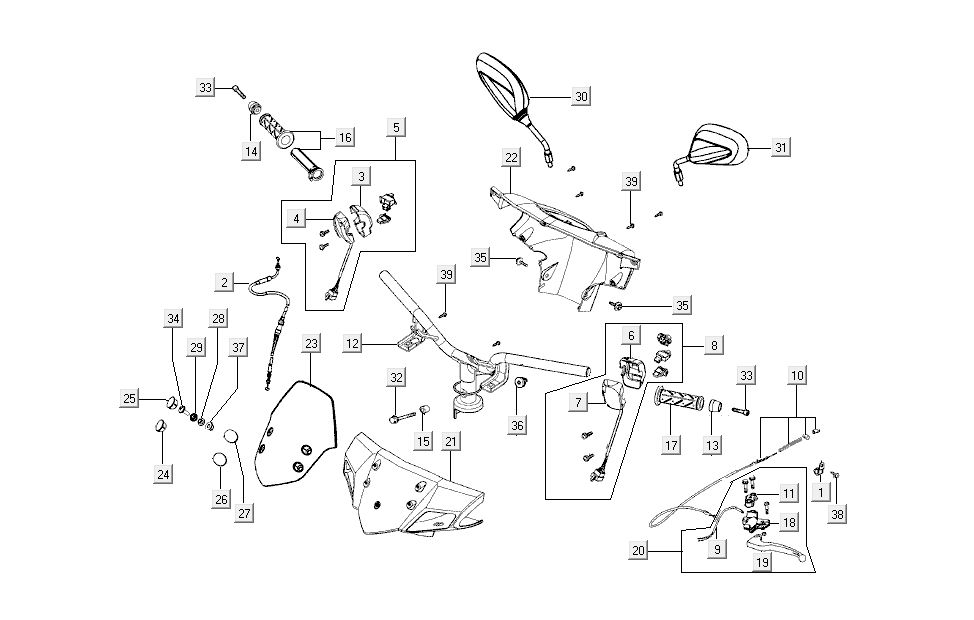 steering parts Kymco Super 8 4-stroke (2007-2009) Red black