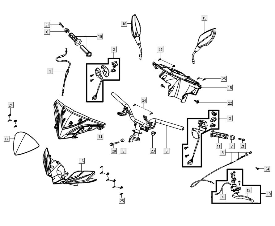 Handlebar parts Kymco Super 8 Street 4-stroke blue