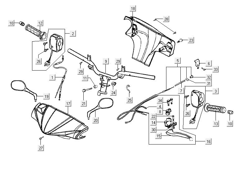 Handlebar parts Kymco Vitality 2t ac sportstream