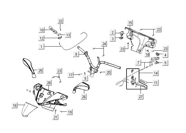 Handlebar parts Kymco VP50 4t ac black