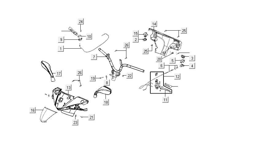Handlebar parts Kymco VP50i injection euro 4 oak metallic