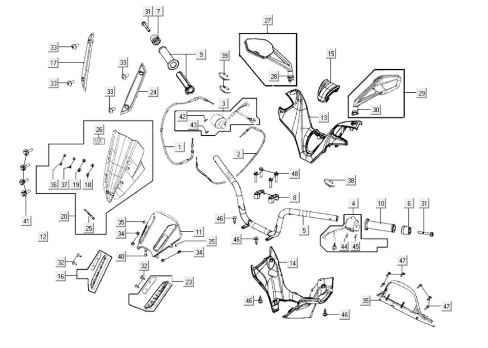Handlebar parts Kymco Xciting 400i Yellow