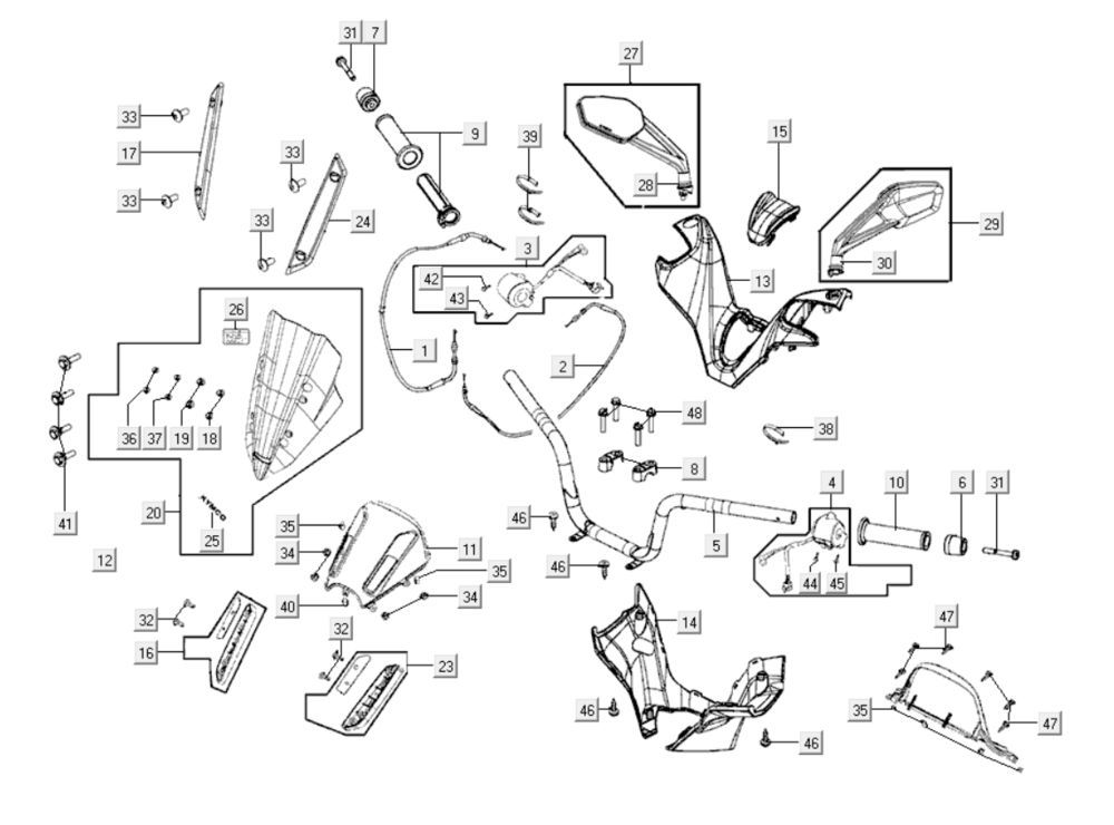 Handlebar parts Kymco Xciting 400i Pearly Black