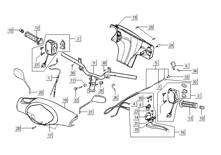 Handlebar parts Kymco Yup 2t ac black gloss