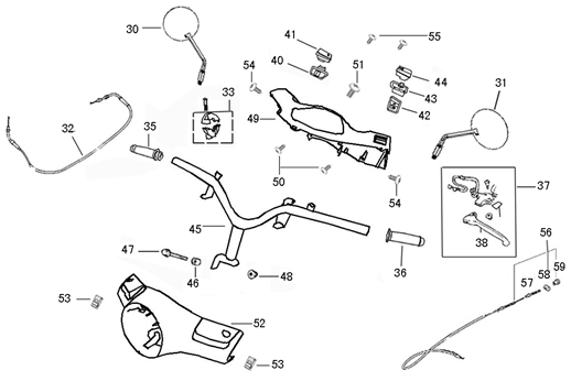 Handlebar - Handlebar parts Neco Azzuro 50 4T AC matte dark blue