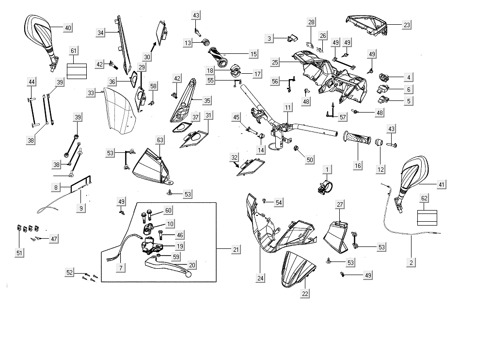 Handlebar parts Kymco People S 50i E4 Matt Brown