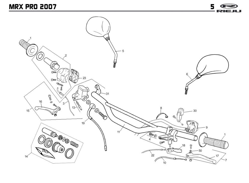 Handlebar parts Rieju MRX pro r-green 2008 2-Stroke