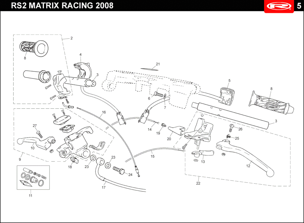 Handlebar parts Rieju Rs2 racing black 2010 2-stroke