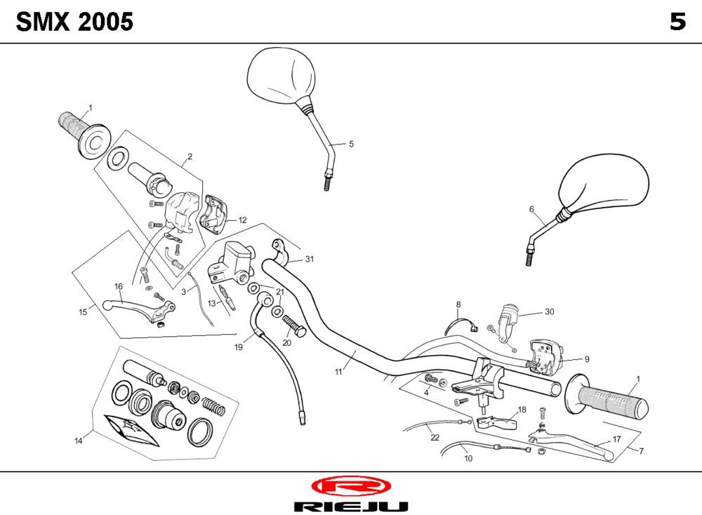 Handlebar parts Rieju SMX red 2006 2-stroke
