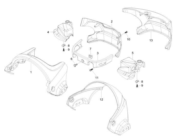 Handlebar caps Piaggio Beverly 500 E3 2007-2012 grey 780/A