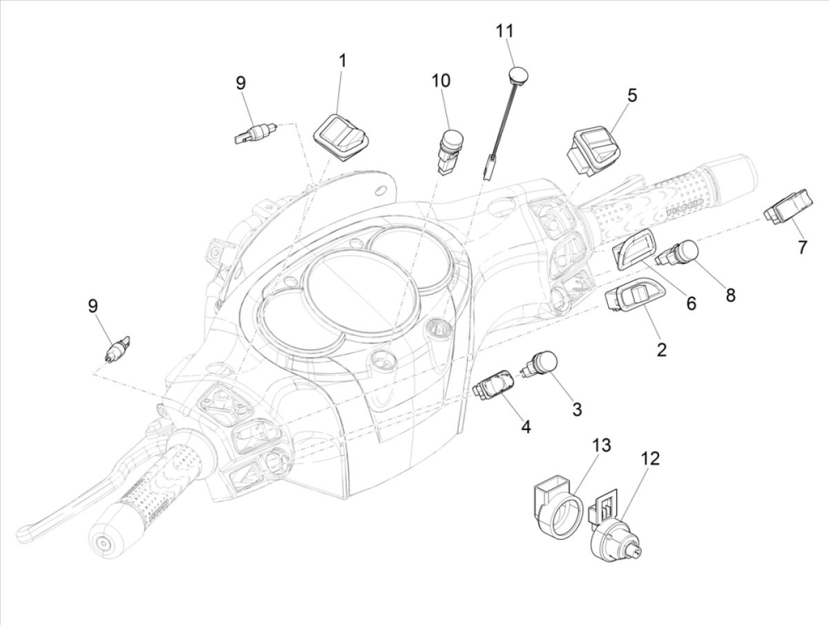 Piaggio Beverly 300 IE ABS E4 2016 - 2020 steering switch (EMEA)