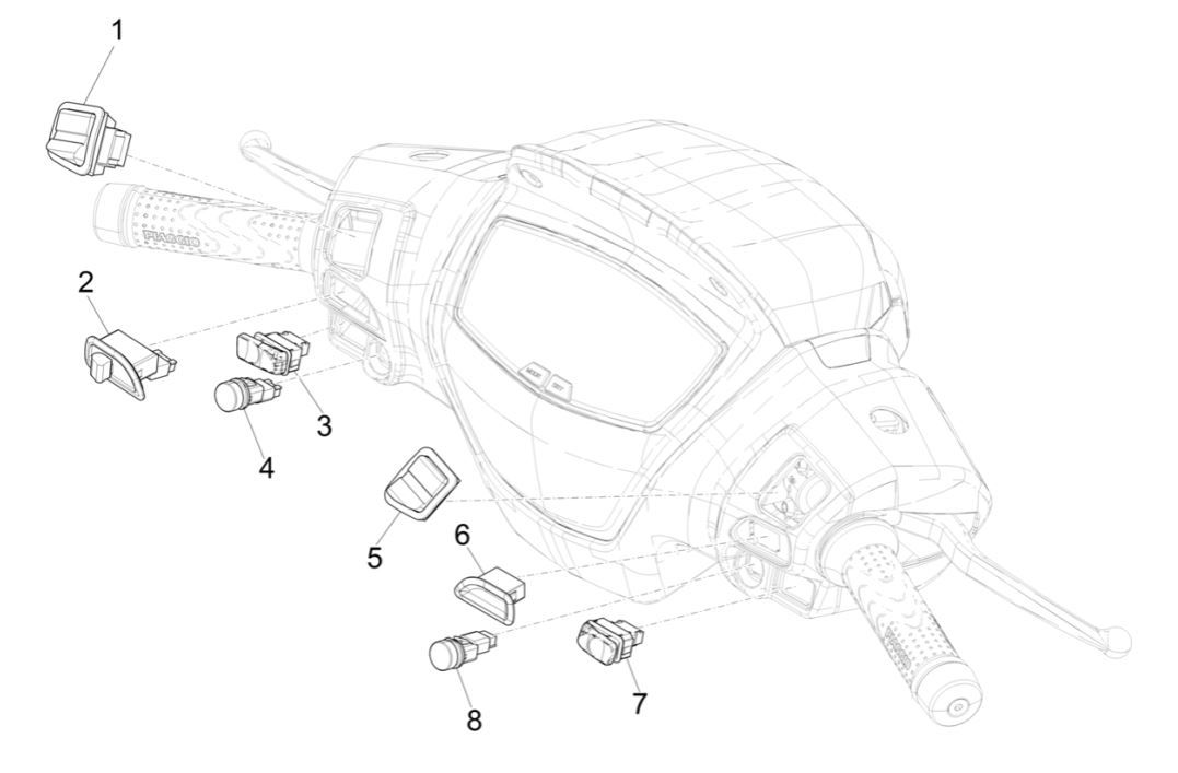 Piaggio Medley 125 ABS E5 2021-2022 (EMEA) steering switches