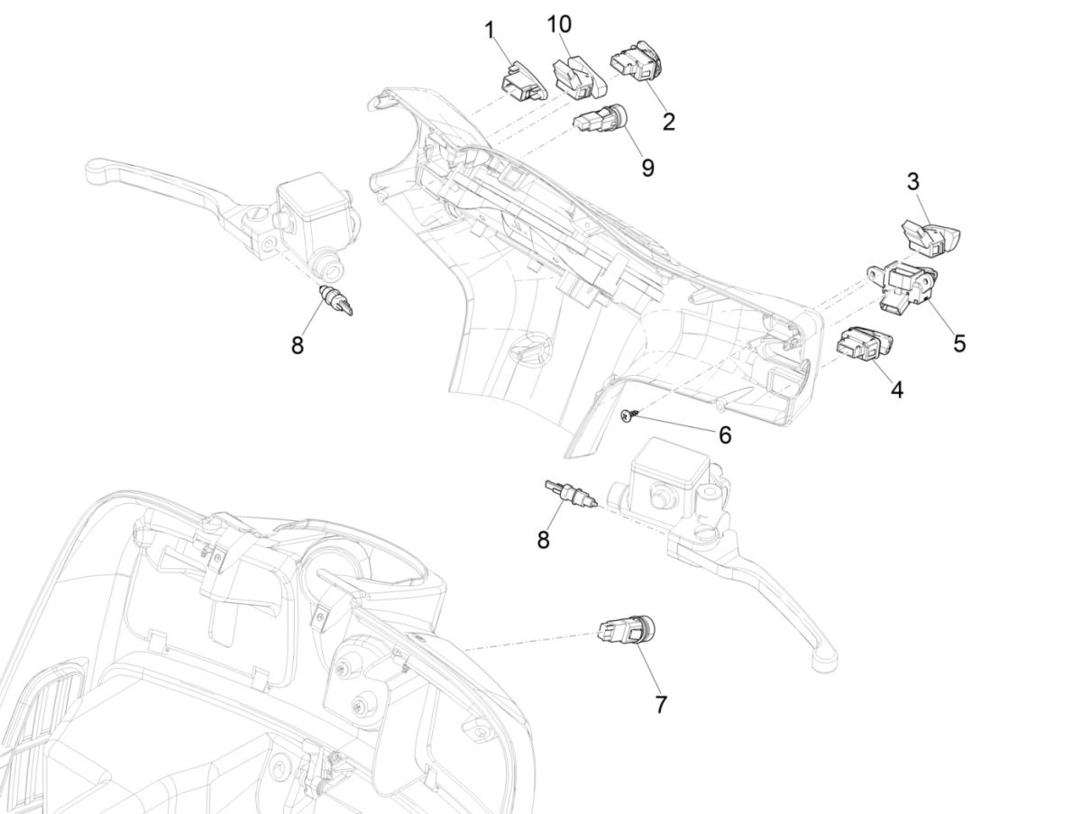 Vespa GTS 125 4-stroke IE ABS Euro4 steering switches 2016-2018
