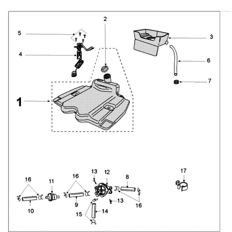 Tank and Fuel Pump Pailoli Peugeot New Vivacity 2-Stroke Dark Blue